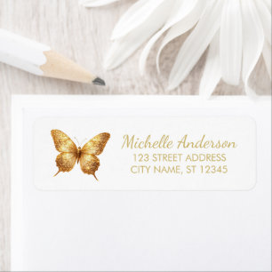 Luxury Gold Glitter Foil Butterfly Return Address Label