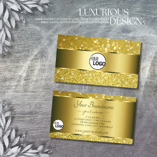 Luxury Gold Glitter Golden Sparkle Stars add Logo Business Card
