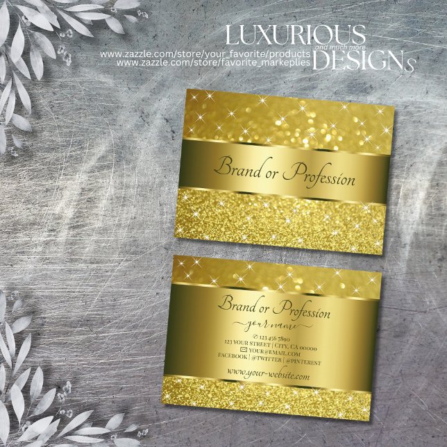 Luxury Gold Glitter Golden Sparkle Stars Elegant Business Card (Creator Uploaded)