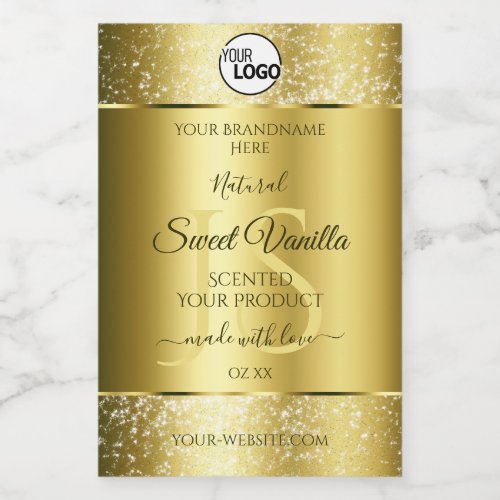Luxury Gold Glitter Initials Product Labels Logo