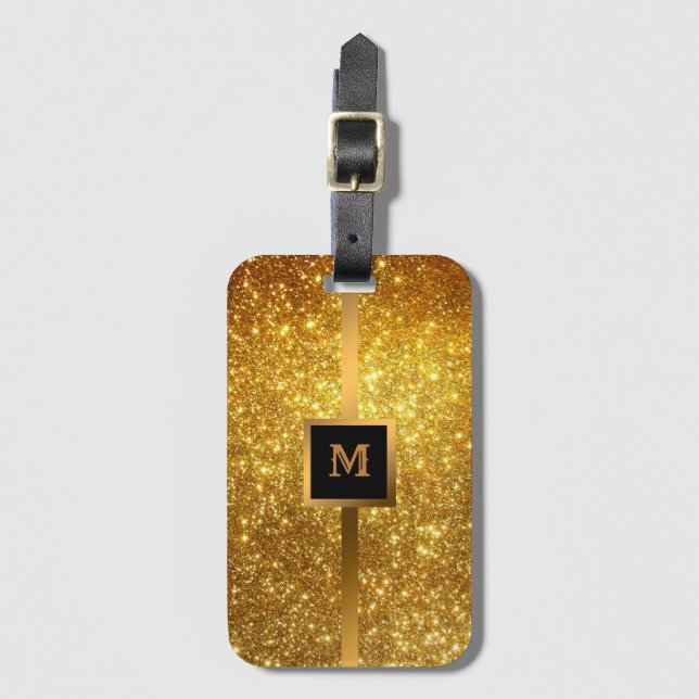 Luxury Gold Glitter Luggage Tag (Front Vertical)