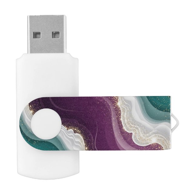 Luxury Gold Glitter Marble Pattern Flash Drive (Opened)