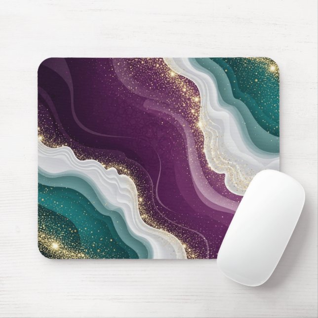 Luxury Gold Glitter Marble Pattern Mouse Pad (With Mouse)