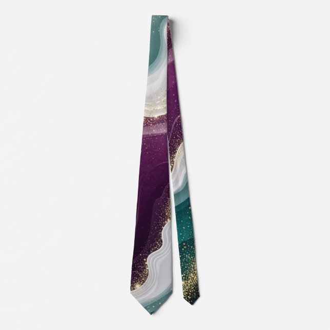 Luxury Gold Glitter Marble Pattern Neck Tie (Front)