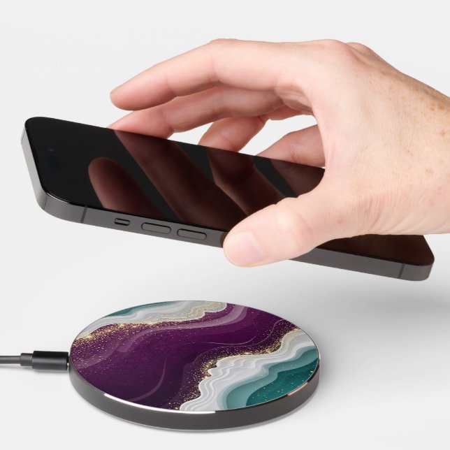 Luxury Gold Glitter Marble Pattern Wireless Charger (Hand)