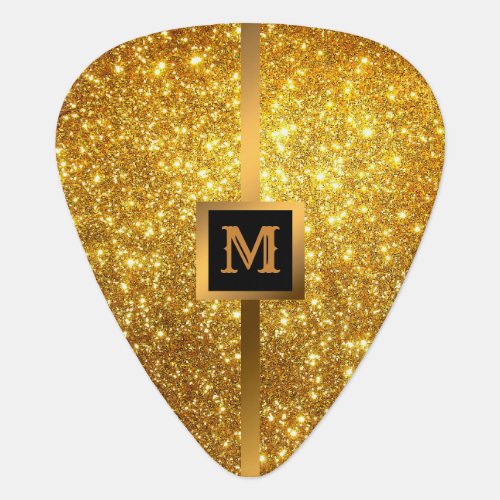 Luxury Gold Glitter Monogrammed Gift Guitar Pick