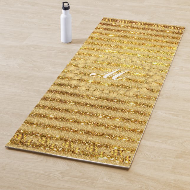 Luxury Gold Glitter Monogrammed Gift Yoga Mat (In Situ)