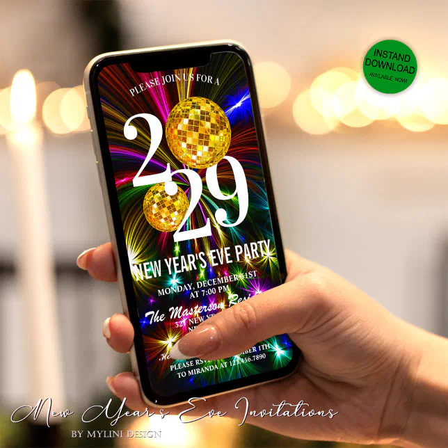Luxury Gold Glitter New Years Eve Party Invitation | Zazzle
