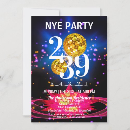 Luxury Gold Glitter New Years Eve Party Invitation