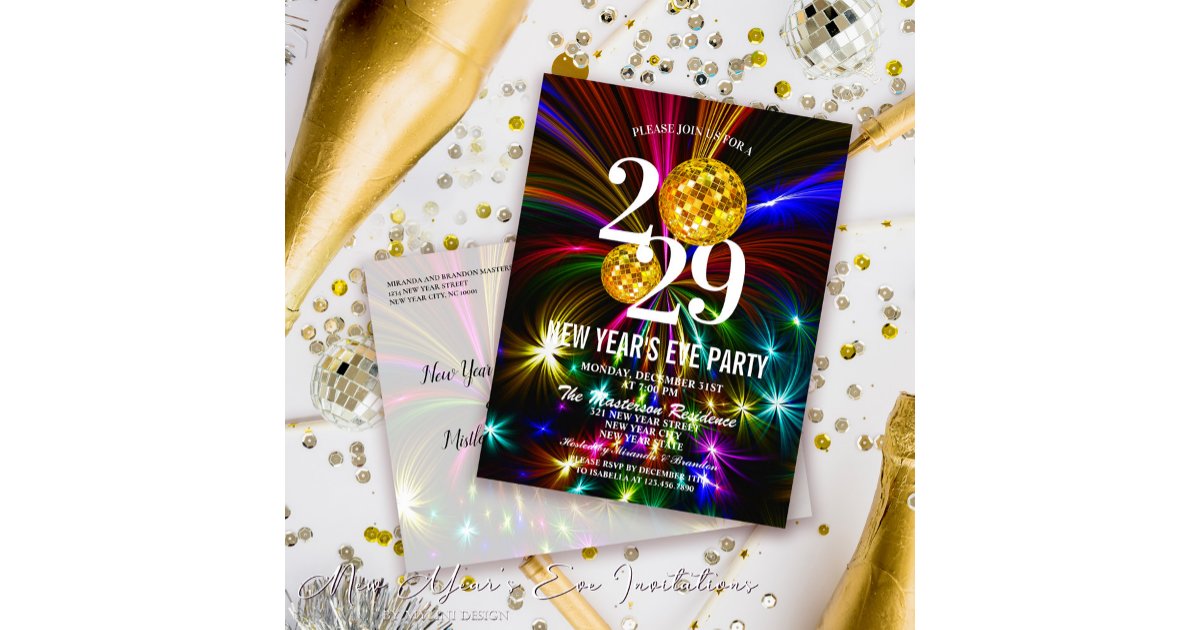 Luxury Gold Glitter New Years Eve Party Invitation Postcard | Zazzle