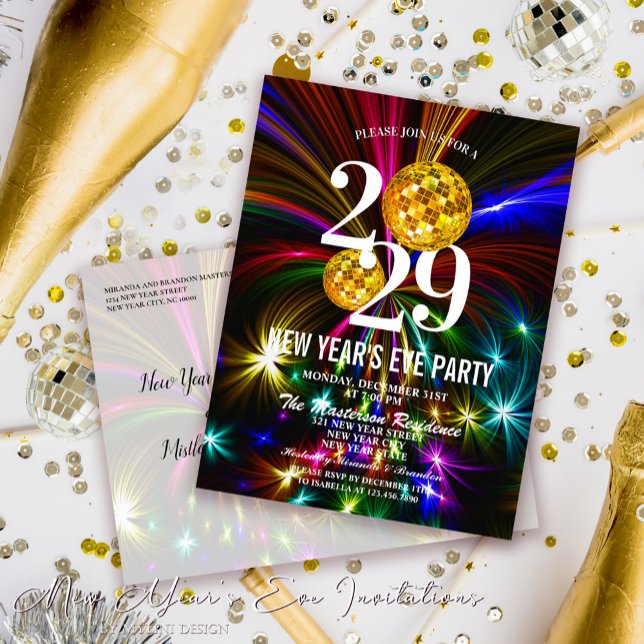 Luxury Gold Glitter New Years Eve Party Invitation Postcard (Creator Uploaded)