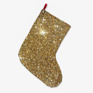 Luxury Gold Glitter Print Large Christmas Stocking