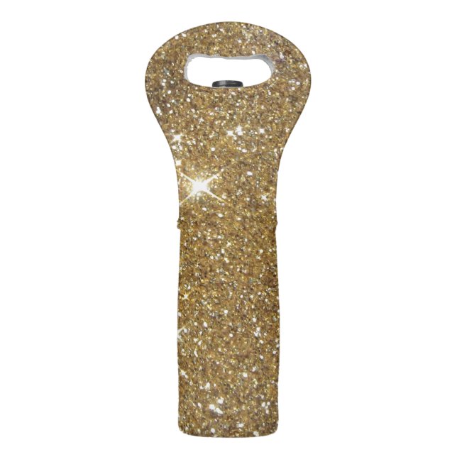 Luxury Gold Glitter Print Wine Bag (Front)