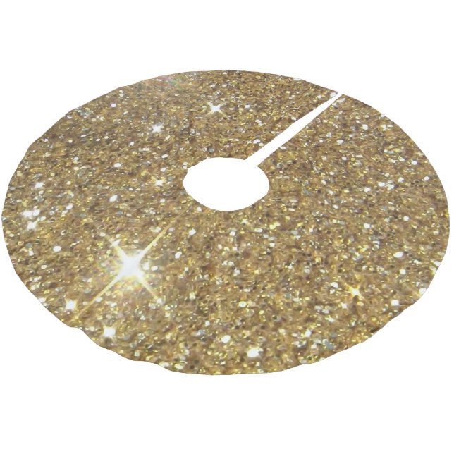 Luxury Gold Glitter - Printed Image Brushed Polyester Tree Skirt (Angled)