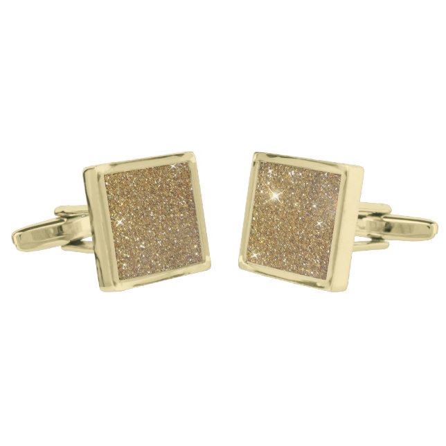 Luxury Gold Glitter - Printed Image Cufflinks (Angled)