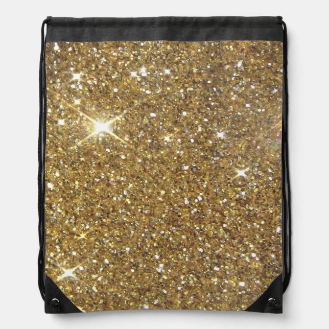 Luxury Gold Glitter - Printed Image Drawstring Bag (Front)