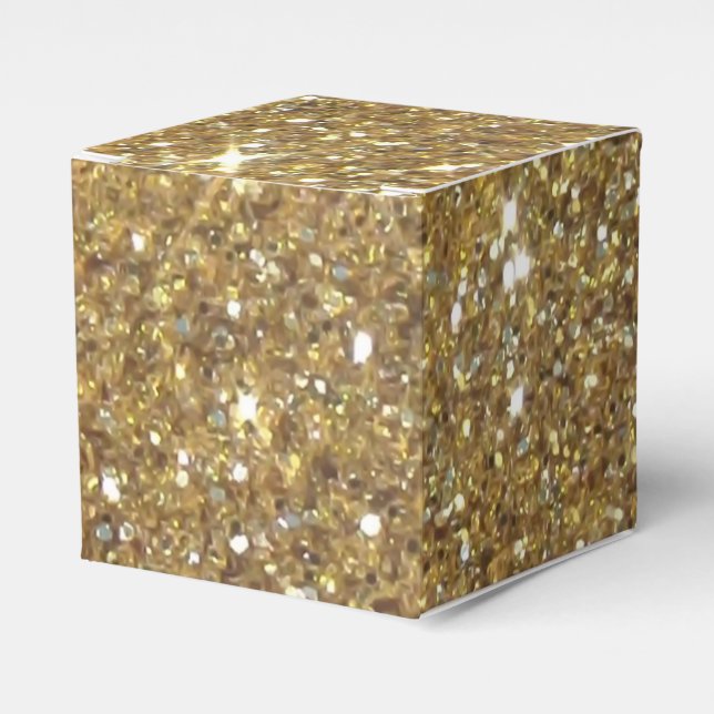 Luxury Gold Glitter - Printed Image Favor Boxes (Front Side)