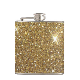 Luxury Gold Glitter - Printed Image Flask
