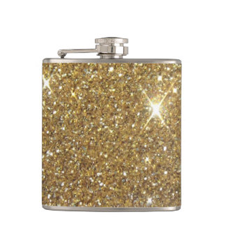 Luxury Gold Glitter - Printed Image Flask