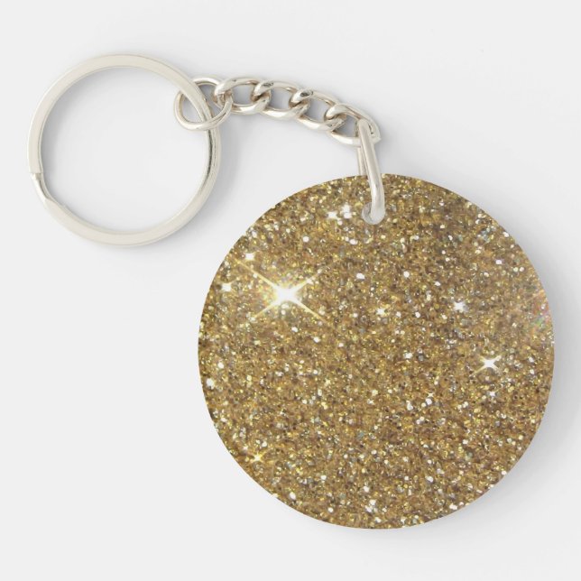 Luxury Gold Glitter - Printed Image Keychain (Front)