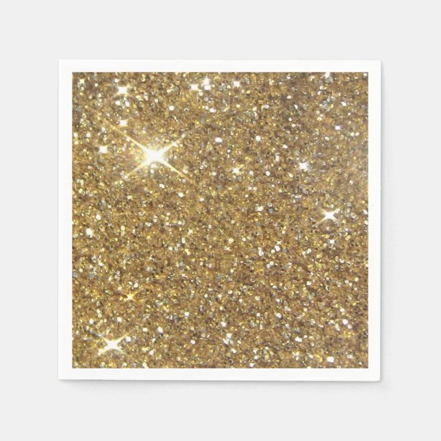 Luxury Gold Glitter - Printed Image Napkins (Front)