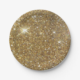 Luxury Gold Glitter - Printed Image Paper Plates
