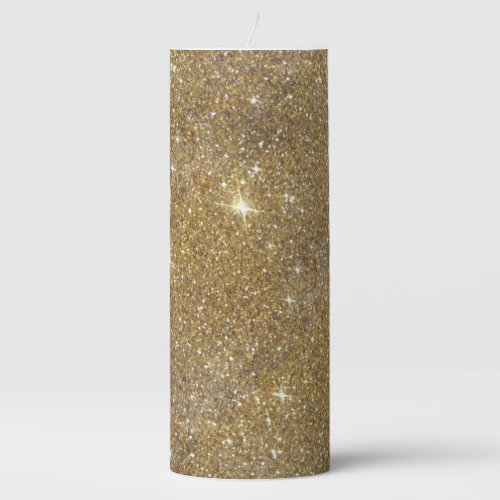 Luxury Gold Glitter _ Printed Image Pillar Candle