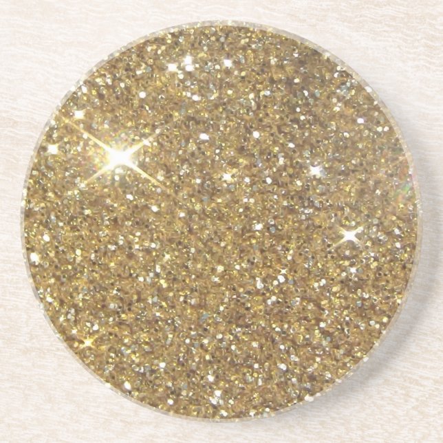 Luxury Gold Glitter - Printed Image Sandstone Coaster (Front)