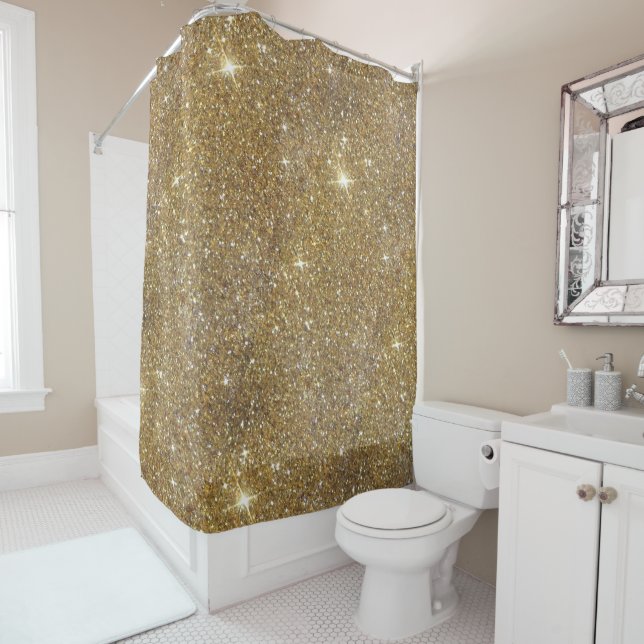 Luxury Gold Glitter - Printed Image Shower Curtain (In Situ)