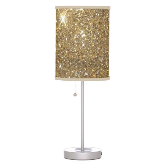 Luxury Gold Glitter - Printed Image Table Lamp (Right)