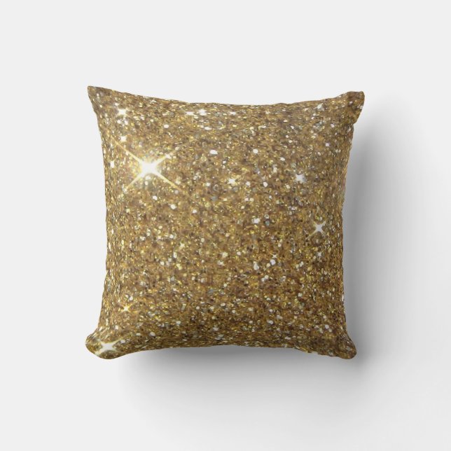 Luxury Gold Glitter - Printed Image Throw Pillow (Front)