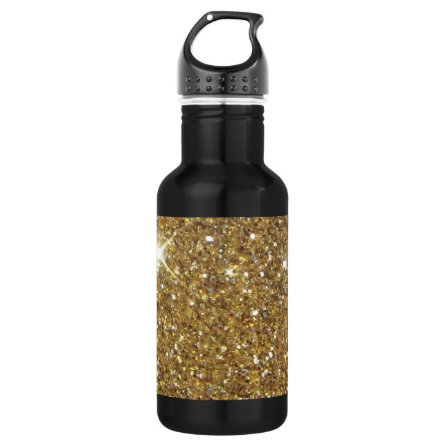 Luxury Gold Glitter - Printed Image Water Bottle (Front)