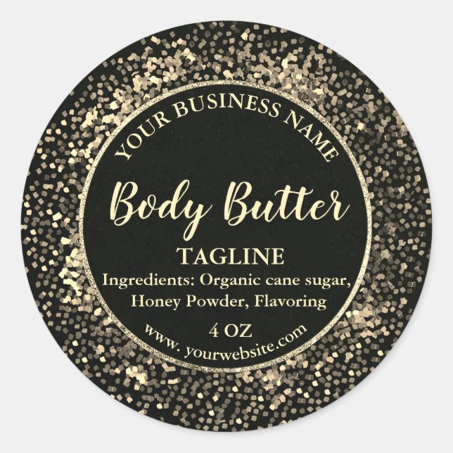Luxury Gold Glitter Product Label  (Front)