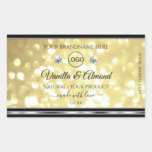 Luxury Gold Glitter Product Labels Diamonds Logo