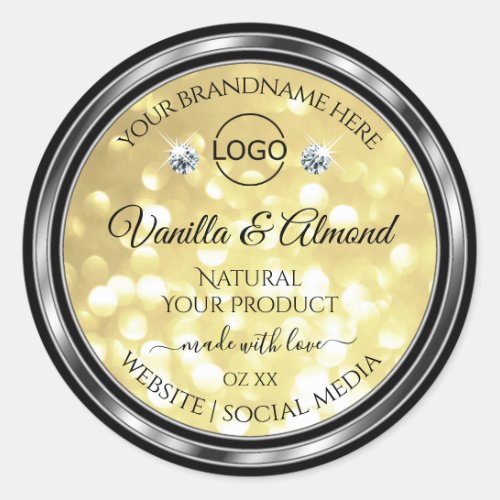 Luxury Gold Glitter Product Labels Diamonds Logo