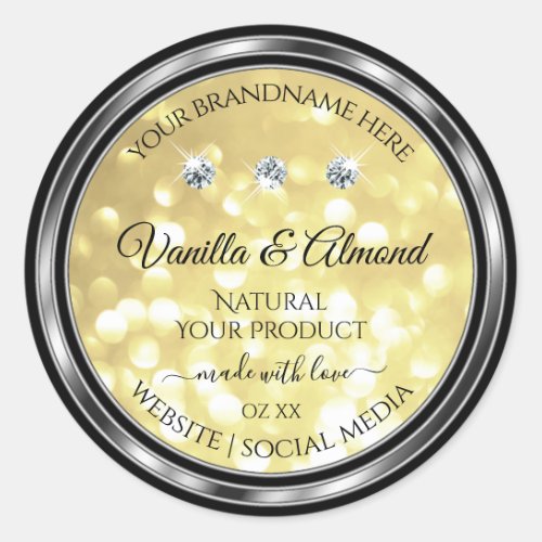 Luxury Gold Glitter Product Labels with Diamonds