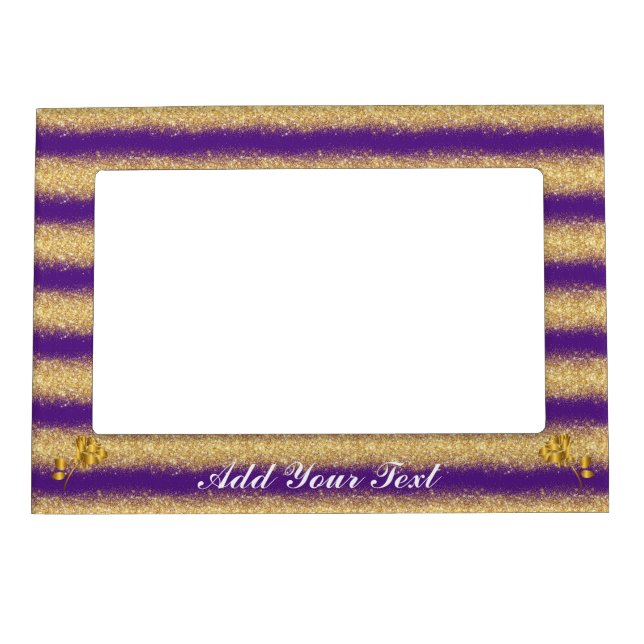 Luxury Gold Glitter Purple Floral Gift Magnetic Frame (Front)