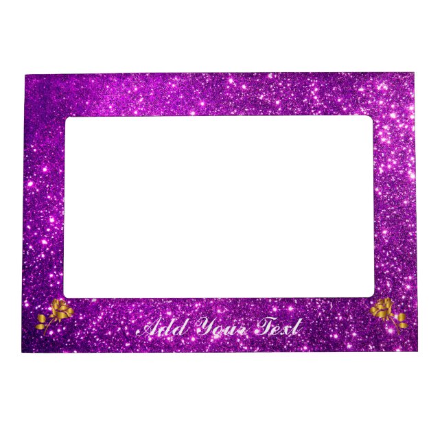 Luxury Gold Glitter Purple Floral Gift Magnetic Frame (Front)