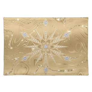 Luxury Gold Glitter Snowflake Diamond Cloth Placemat