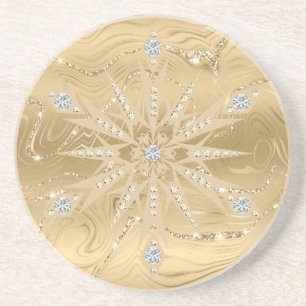 Luxury Gold Glitter Snowflake Diamond Coaster