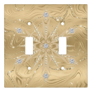 Luxury Gold Glitter Snowflake Diamond Light Switch Cover