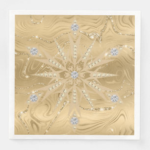 Luxury Gold Glitter Snowflake Diamond Paper Dinner Napkins