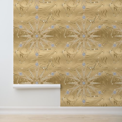 Luxury Gold Glitter Snowflake Diamond Peel & Stick Wallpaper