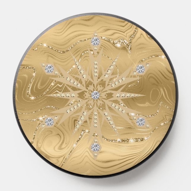 Luxury Gold Glitter Snowflake Diamond PopSocket (Popsocket)