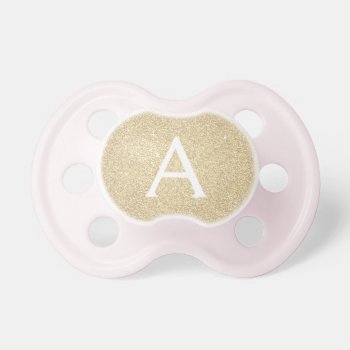 Luxury Gold Glitter & Sparkle Monogram Baby Pacifier by Hot_Foil_Creations at Zazzle