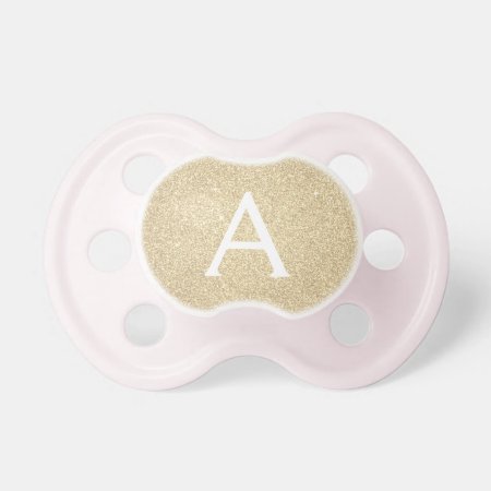 Luxury Gold Glitter & Sparkle Monogram Baby Pacifier
