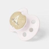 Luxury Gold Glitter & Sparkle Monogram Baby Pacifier (Front Right)
