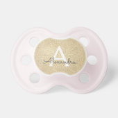 Luxury Gold Glitter & Sparkle Monogram Baby Pacifier (Front)