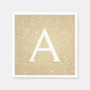 Luxury Gold Glitter & Sparkle Monogram Birthday Napkins