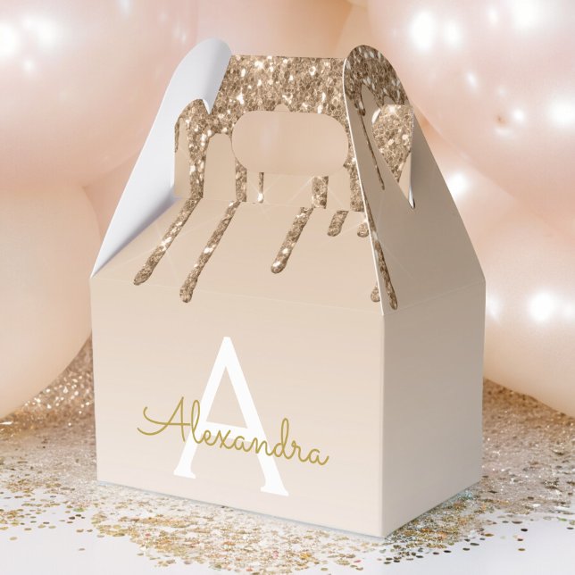 Luxury Gold Glitter & Sparkle Monogram Favor Boxes (Creator Uploaded)